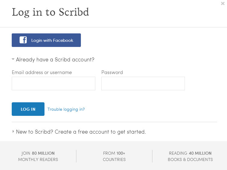 login to scribd