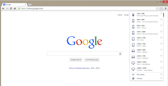 chrome responsive resize