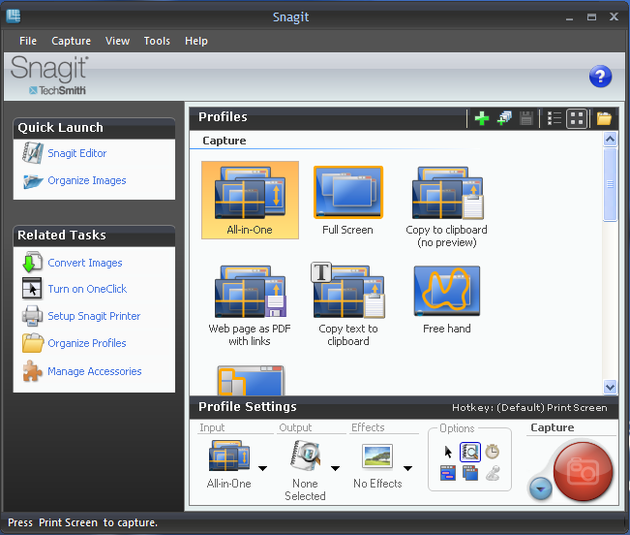 hot key for screen capture mac