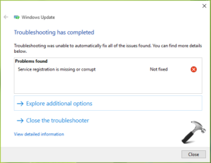 service registration is missing